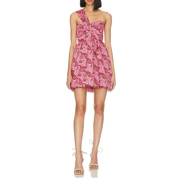 Revolve Likely Alyssa Paisley One Shoulder Bubble Dress Pink Size 6 NWT MSRP 228 - Picture 1 of 9